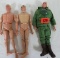 Lot of (3) 1960s Painted Hair GI JOE Action Figures