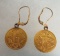 US Gold $2.50 Love Token Earrings (1851 & 1855 US Gold Coins)