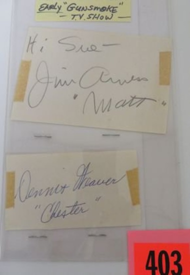 1950s Autographs of "Gunsmoke" TV Stars, James Arness and Dennis Weaver