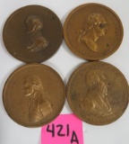 Lot of (4) US Mint Old Restrike Indian Peace Medals