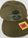 Vietnam War Local Made OD Baseball Style Cap w/ Paratrooper Wings and Combat Infantry Badge
