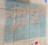 WWII AAF Pilot's Silk Escape Map for NI 53/ NI 54 (Osaka and Tokyo)