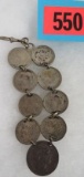Early 1900s Love Token Watch Fob (?) Early 1900s Canadian Silver Coins