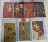 Lot of (7) 1940s Zoe Mozart Pin-Up Girl Mutoscope Arcade Cards