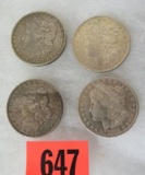 Lot of ((4) Morgan Silver Dollar Coins Inc. 1900, 1881-O, 1921, and 1883