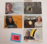 Group of 5 Topps Lord of The Rings Movie Memorabilia & Signed Chase Cards