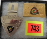 1953 Amer Motorcycles Assoc. (AMA) Gypsy Tour License Plate Topper & 1959 AMA Tour Belt Buckle