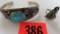 Native Amer Indian Navajo Sterling Silver and Turquoise Ring and Bracelet Set
