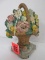 Antique Hubley Cast Iron Flower Basket Doorstop, 6