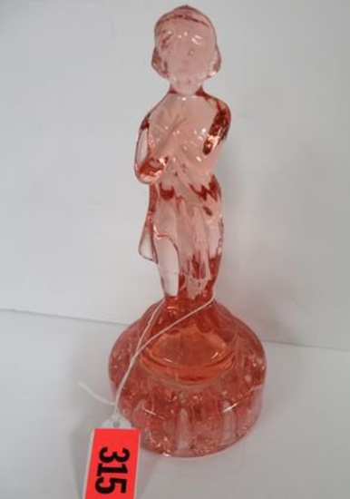 Antique Cambridge Pink Depression Draped Lady Flower Frog