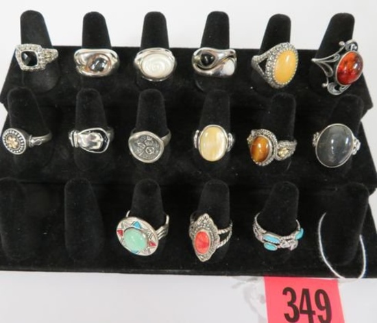 Beautiful Collection of 15 Vintage Sterling Silver Rings