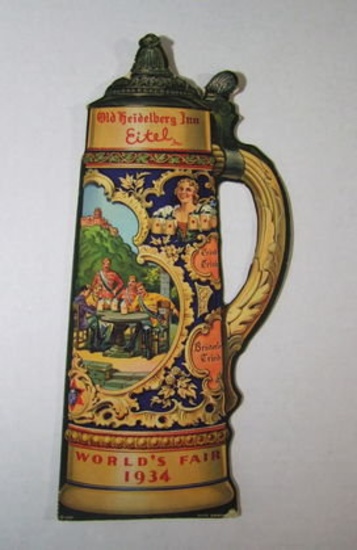 Antique 1930 Worlds Fair Blatz Beer Diecut Advertising Sign