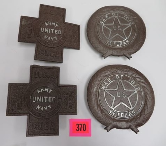 Lot of (4) Antique Grave Markers, Inc. (2) War of 1812 and (2) Span. American War