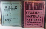 Lot of (2) WWI Fifth Liberty Loan Advertising Banners/Posters (One is French)
