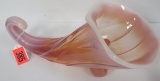 1930s Duncan Miller Pink Opalescent Art Glass Cornucopia