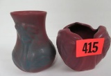 Lot of 2 Vintage Van Briggle Pottery Mulberry Small Vases