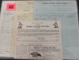 Grouping of Rare 1920s KKK Membership Forms and Documents