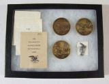 Lot of 3 Vintage 1971 Bronze Wyandotte Savings Bank Indian Tokens, and 1920s Silver Indian Tietack