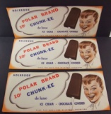 Lot of (3) 1950s Polar Brand Ice Cream Advertising Paper Signs