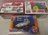 Lot of (3) 1:25 Scale Vehicle Model Kits, Inc. Dragster, Moonscope, Ford Pickup