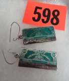 Unusual Sterling Silver Michigan Lottery Earrings