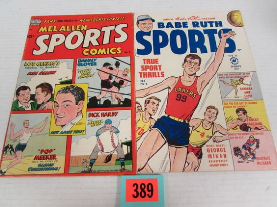 Mel Allen #6 & Babe Ruth Sports Comics #6 Golden Age