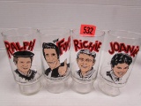 (4) Vintage 1977 Dr. Pepper Happy Days Drinking Glasses Incl. Fonzie