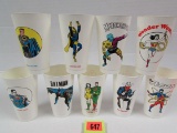 Lot (9) Vintage 1973 Dc 7-eleven Cups Doctor Fate, Batman+