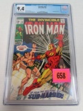 Iron Man #25 (1970) Classic Silver Age Sub-mariner Cover Cgc 9.4