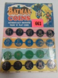 Vintage 1966 Batman Plastic Coins Store Display Full Sealed
