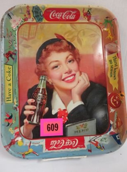 Vintage 1950s Coca-Cola Menu Girl Advertising Tray