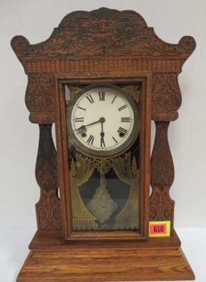 Antique Gilbert Kitchen Key Wind Mantle Clock