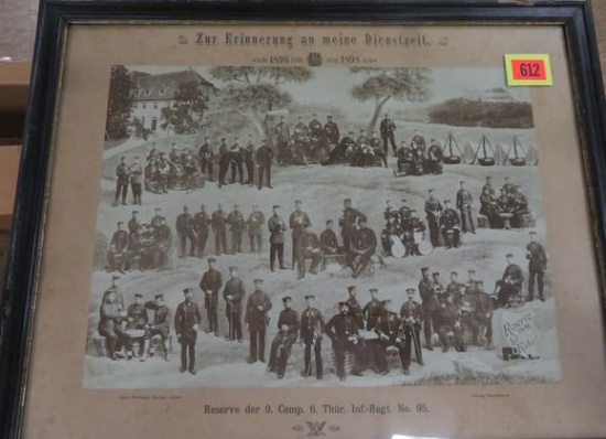Antique 1890s German Military Memory of Service Framed Photograph