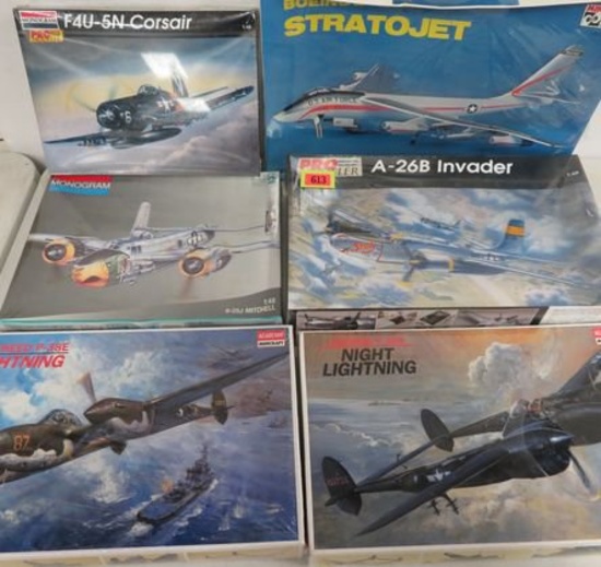 Lot of (6) Vintage 1:48 & 1:72 Aircraft / Airplane Model Kits Inc. Monogram, Hasagwa