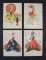 Set Of (4) 1925 Oversized German Fashion Postcards Of Ladies