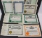 Lot Of (9) Ca. 1900 Sample Stock Certificate Forms, Inc. Lincoln, Cow, Indians, Etc.