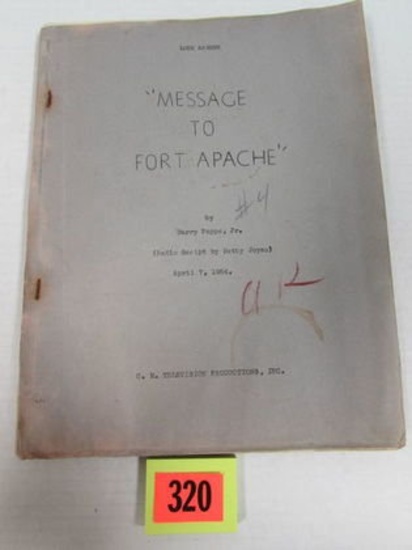 Rare Original 1954 Lone Ranger (clayton Moore) Script " Message To Fort Apache"