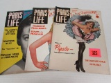 (3) 1950's Paris Life Obscure Oversized Men's Magazines Pin-up