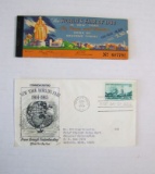 Lot Of (2) Worlds Fair Items, Inc. 1940 New York Souvenier Tickets And 1964 First Day Cover