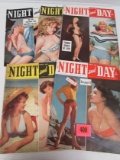 (5) 1950's Night And Day Obscure Oversized Men's Magazines Pin-up