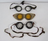 3 Sets Of C. 1910 Driving Goggles Inc. One Bound By Bakelite
