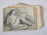 Collection Of 50+ Original Artist Pencil Sketches Inc. Nudes, Cartoons, And More