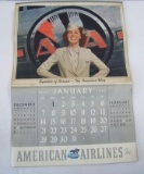 Dated 1940 American Airlines Advertising Calendar W/ Flagship Skysleeper Images