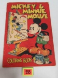 Rare 1933 Mickey & Minnie Mouse Saalfield Coloring Book Large Format
