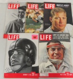 Lot of 5 Vintage 1940s-60s Life Magazines with Sports Covers, Inc. Mantle, Williams, Campanella