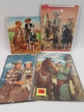 Lot (4) 1950's Cowboy Western Frame / Tray Puzzles