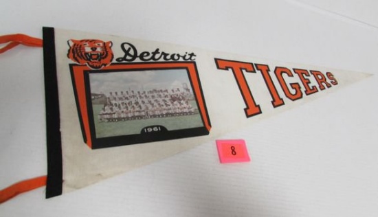 Vintage 1961 Detroit Tigers Photo Pennant