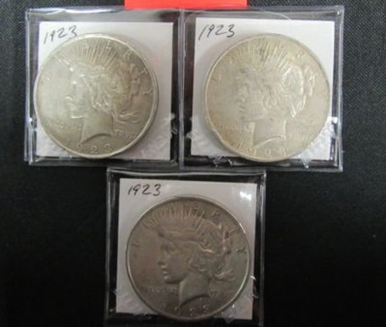 1923 Peace Dollar Lot Of (3).
