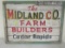 Antique Midland Company Farm Builders Painted Wood Sign Cedar Rapids