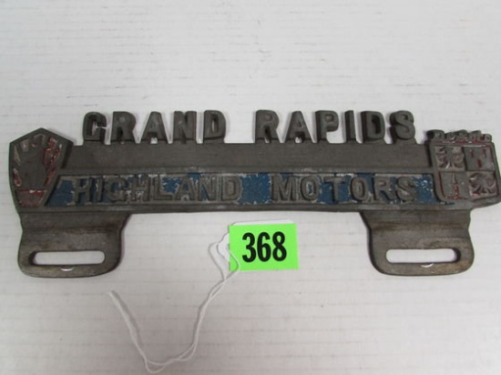 Vintage Richland Motors Desoto Dealership License Plate Topper Grand Rapids